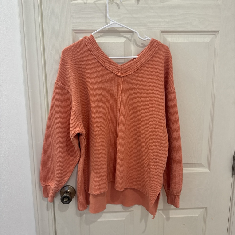 Aerie Coral V-Neck Sweater